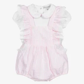 Baby Girls Pink Cotton Dungaree Shorts Set