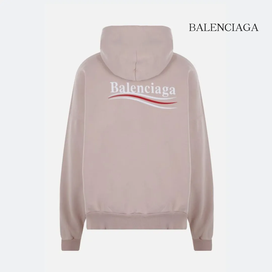 BALENCIAGA  |Long Sleeves Cotton Oversized Logo Hoodies & Sweatshirts