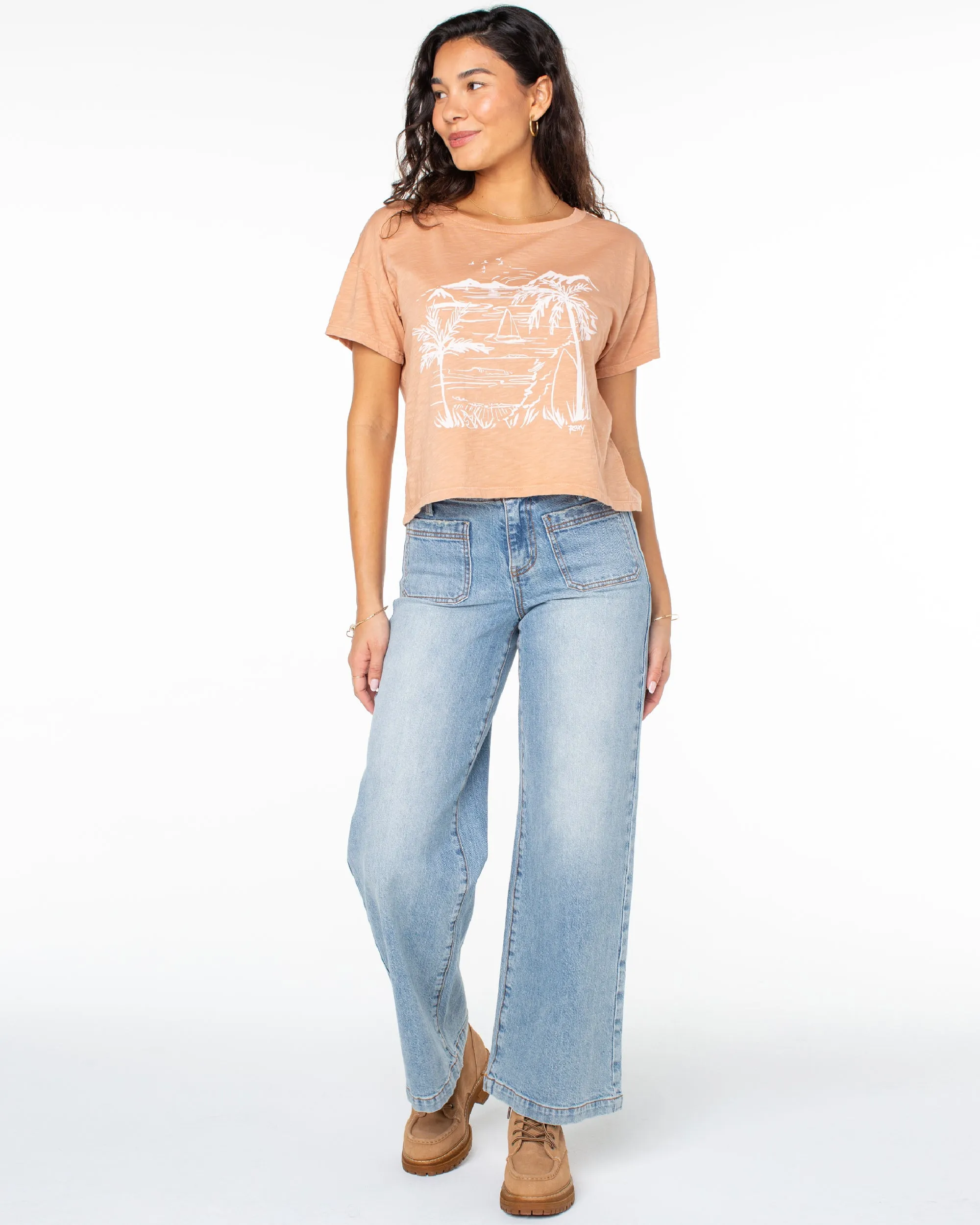 Beach Sketch T-Shirt - Camel