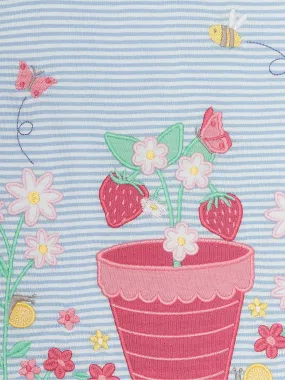 Blue Strawberry Appliqué T-Shirt