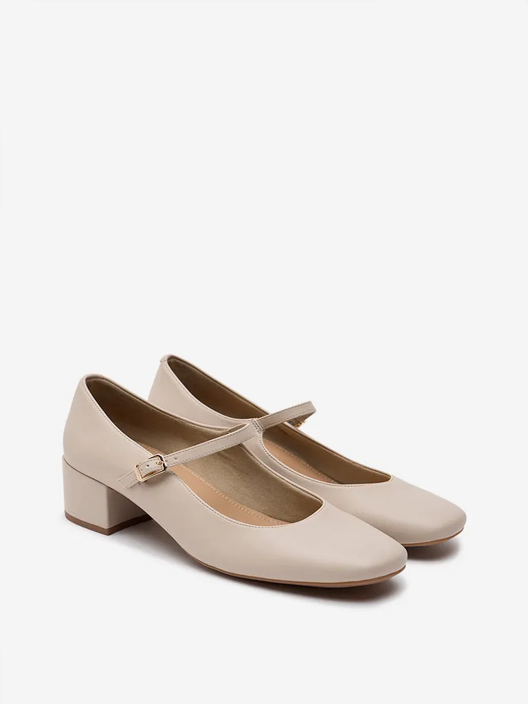 Buy LUNA BLU Ivory Belted Block Heel Shoes from Westside