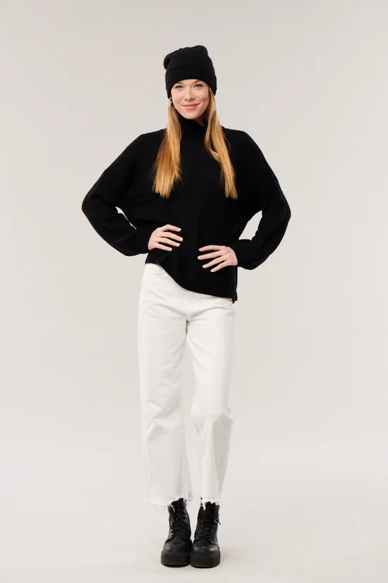Cashmere T-Neck Sweater- Black  