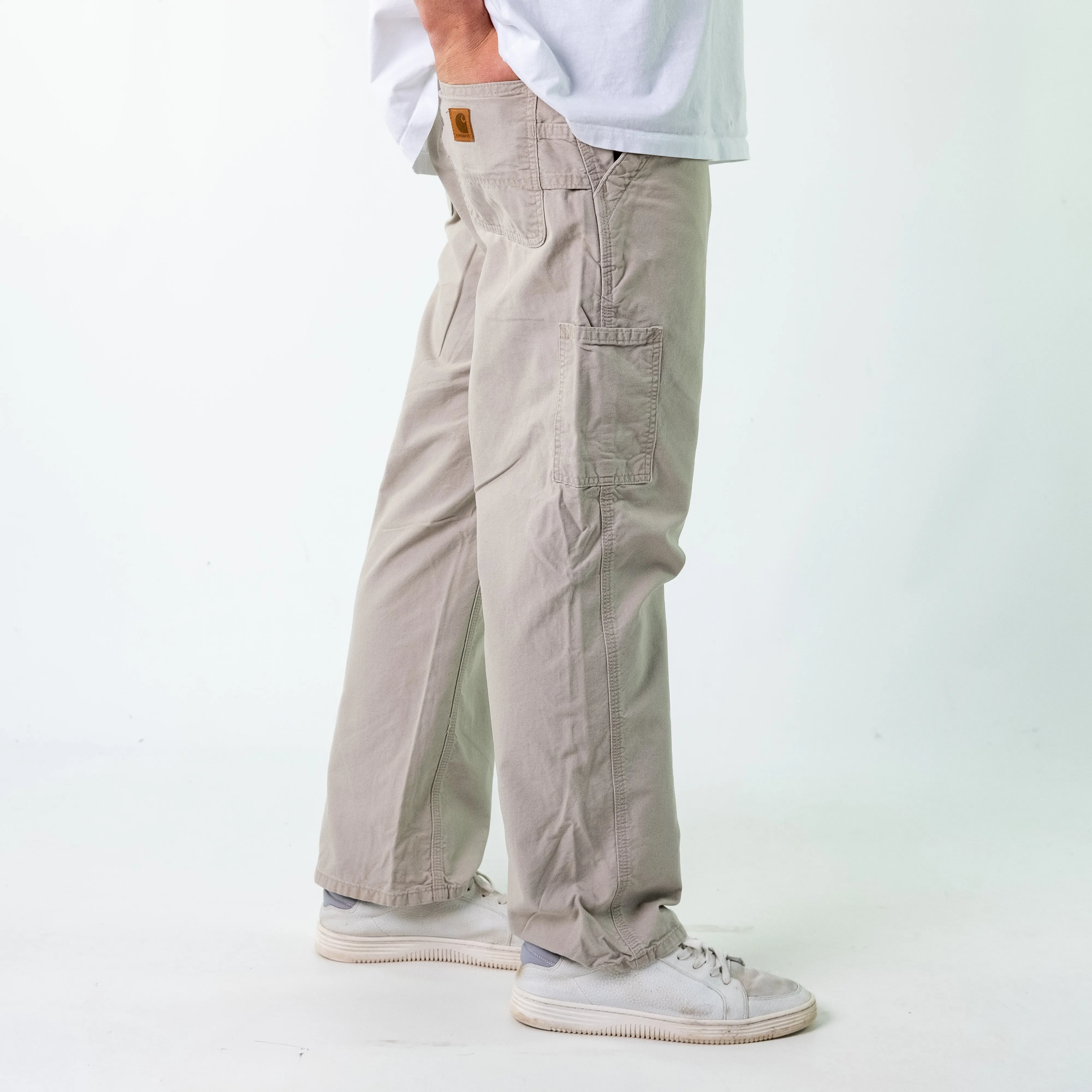 Cream 90s Carhartt Canvas Carpenter Jeans Baggy Pants (34x30)