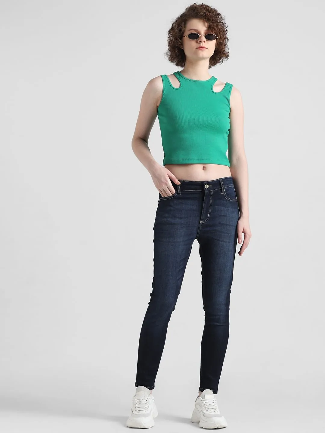 Dark Blue Mid Rise Carmen Skinny Fit Jeans