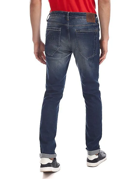 Ed Hardy Blue Skuller Slim Fit Stone Wash Jeans