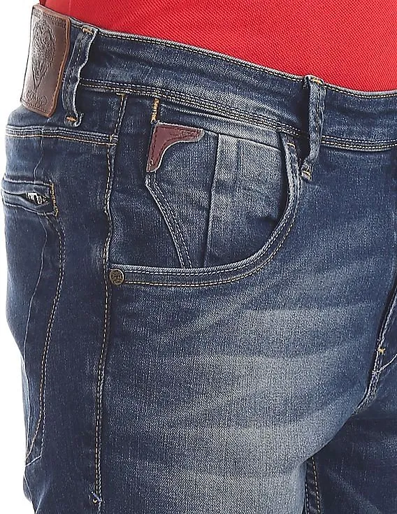 Ed Hardy Blue Skuller Slim Fit Stone Wash Jeans
