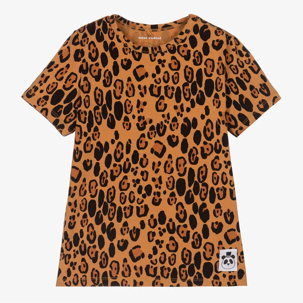 Girls Brown Leopard T-Shirt