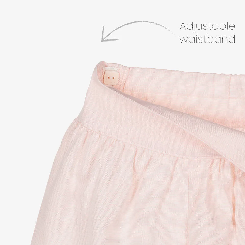 Girls Pale Pink Cotton Shorts Set