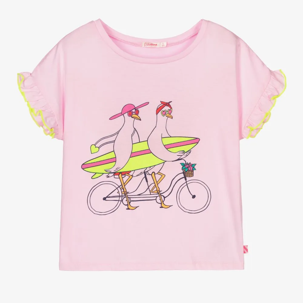 Girls Pink Ruffle T-Shirt