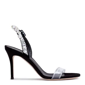 Giuseppe Zanotti Black 90 suede plexi sandals