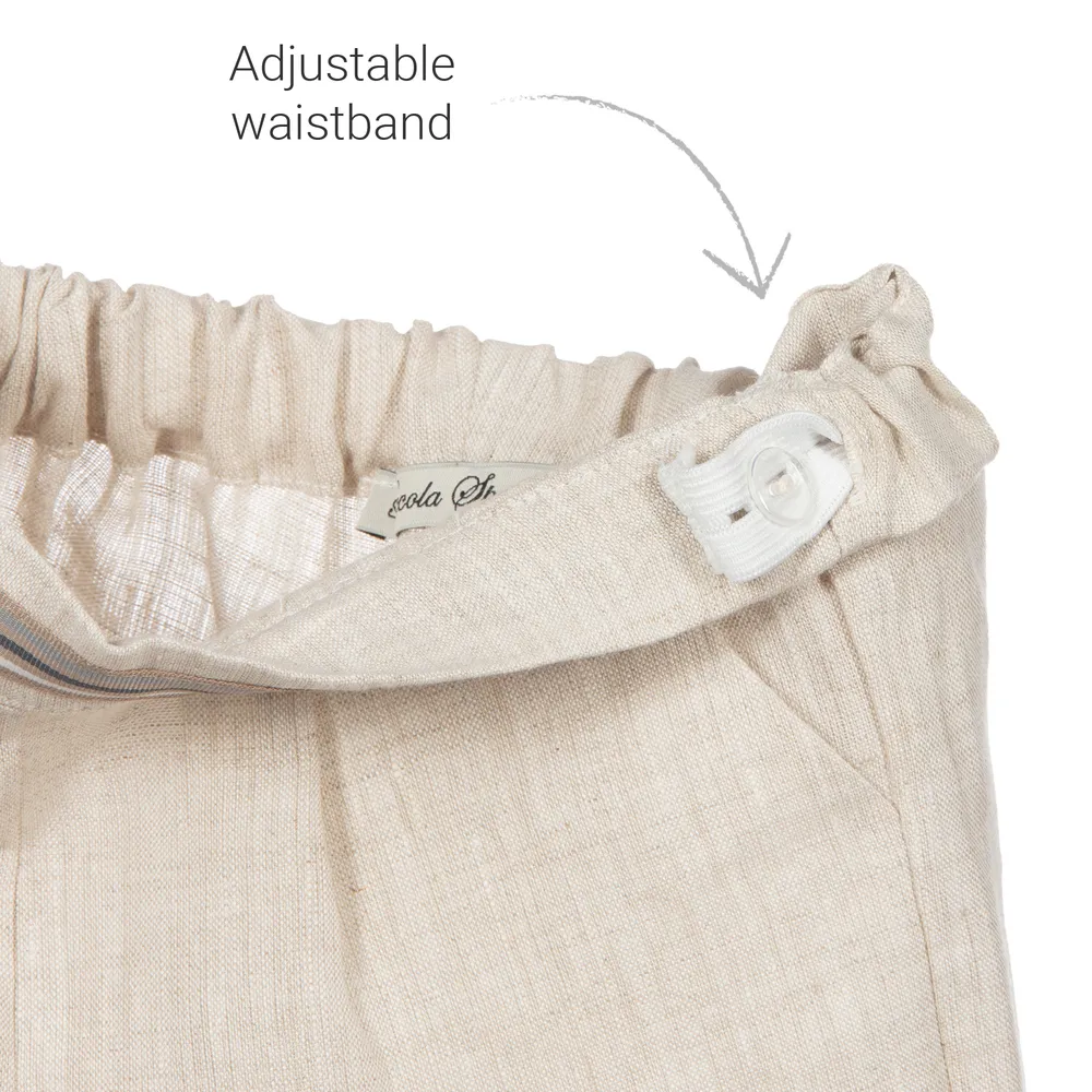 Ivory & Beige Linen Shorts Set