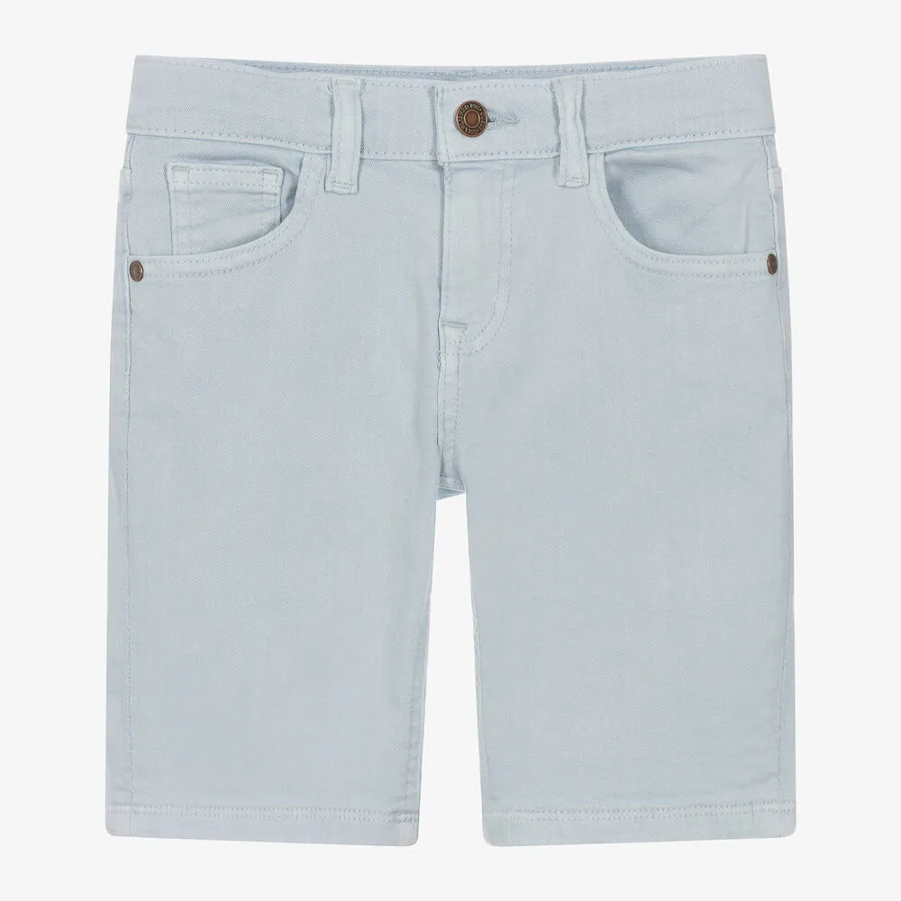 Junior Boys Pale Blue Cotton Shorts