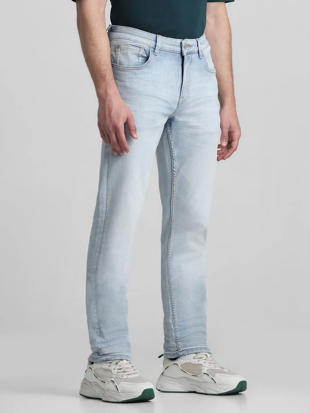 Light Blue Mid Rise Clark Regular Fit Jeans