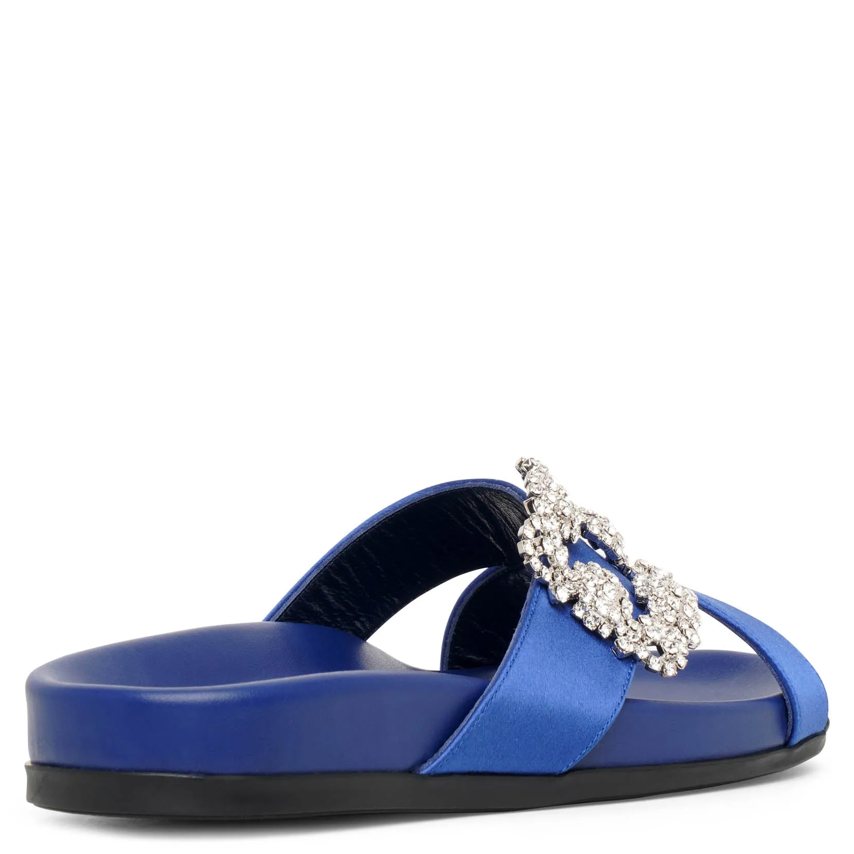 Manolo Blahnik Chilanghi blue satin flat sandals