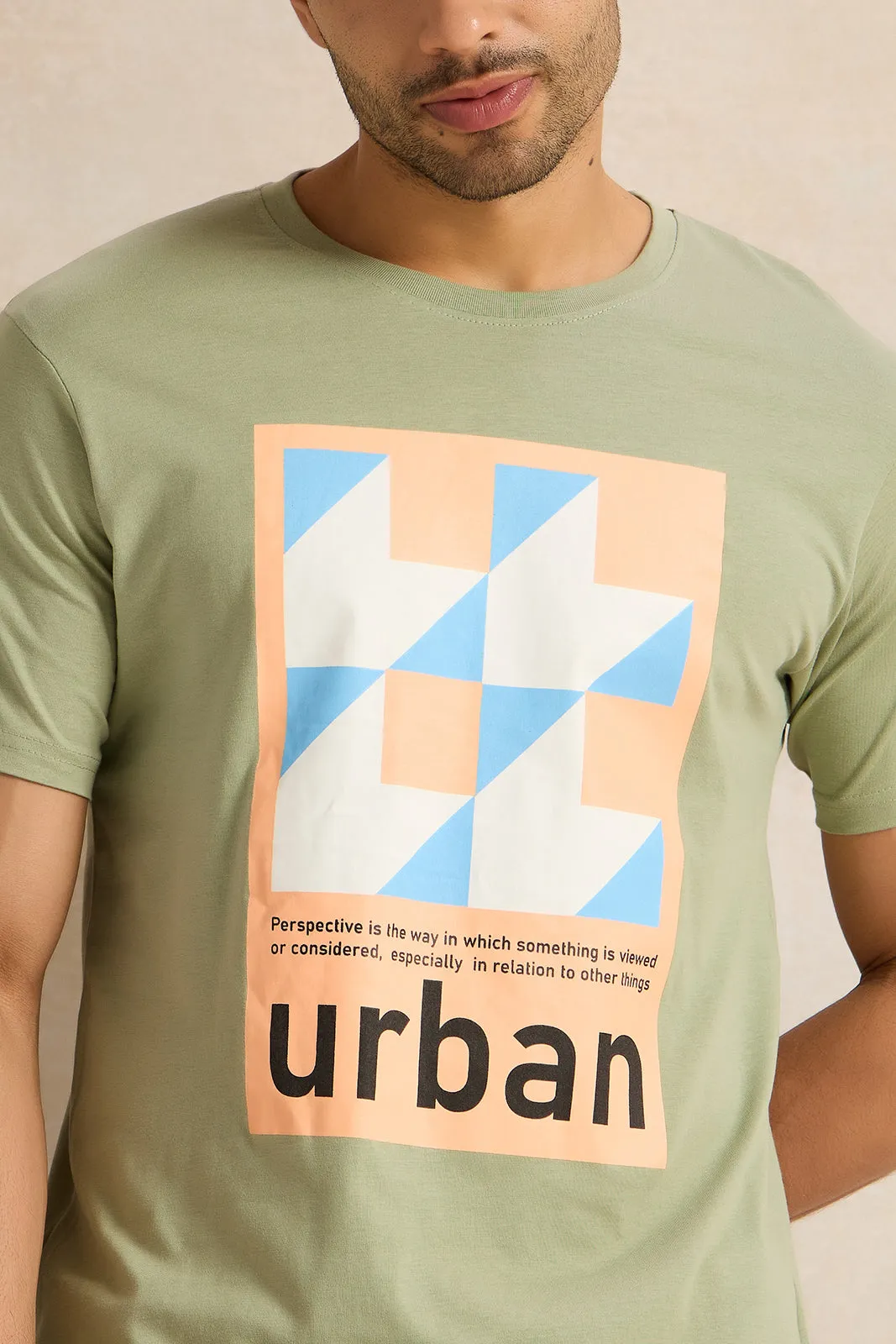 Men Green Graphic T-Shirt