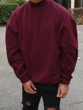 Men Hoodies Jewel Neck Long Sleeves Polyester Sweatshirt