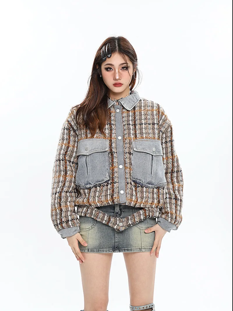 Mireya Washed Slim Denim Jeans Double Pockets Micro Skirt