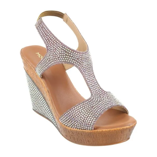 Mochi Women Antique-Gold Party Sandals