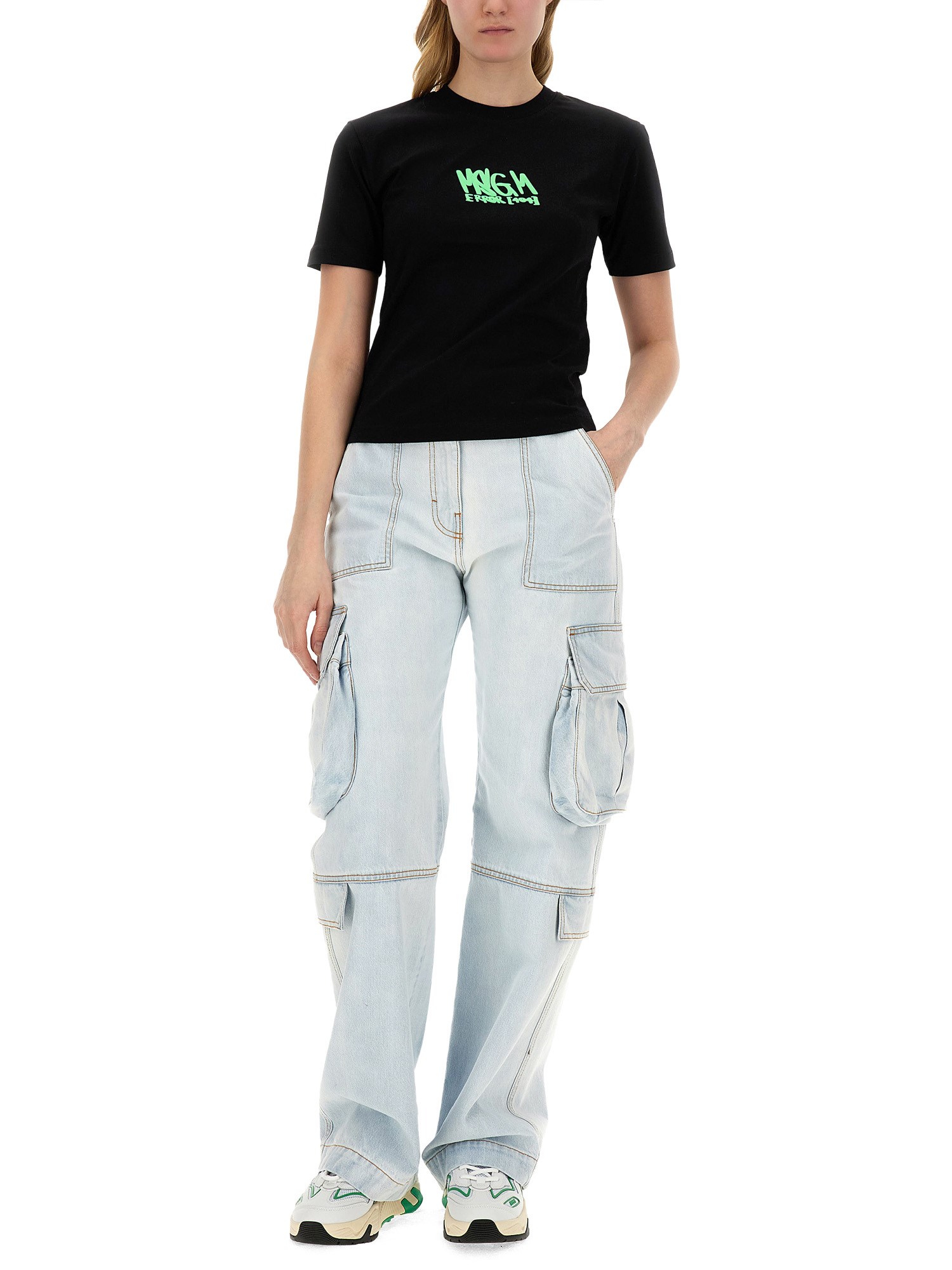MSGM    COTTON JERSEY T-SHIRT WITH LOGO