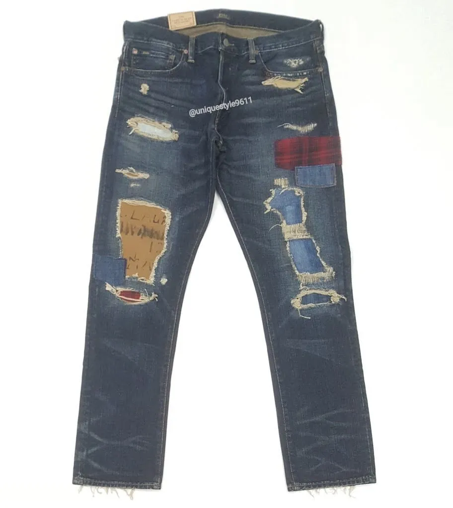 Nwt Polo Ralph Lauren Varick Slim Straight Patch Jeans