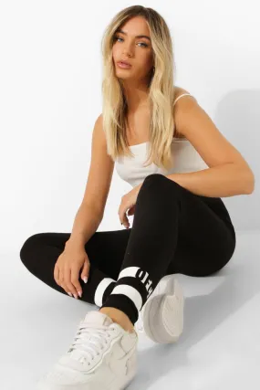 Ofcl Slogan Tie Detail Leggings