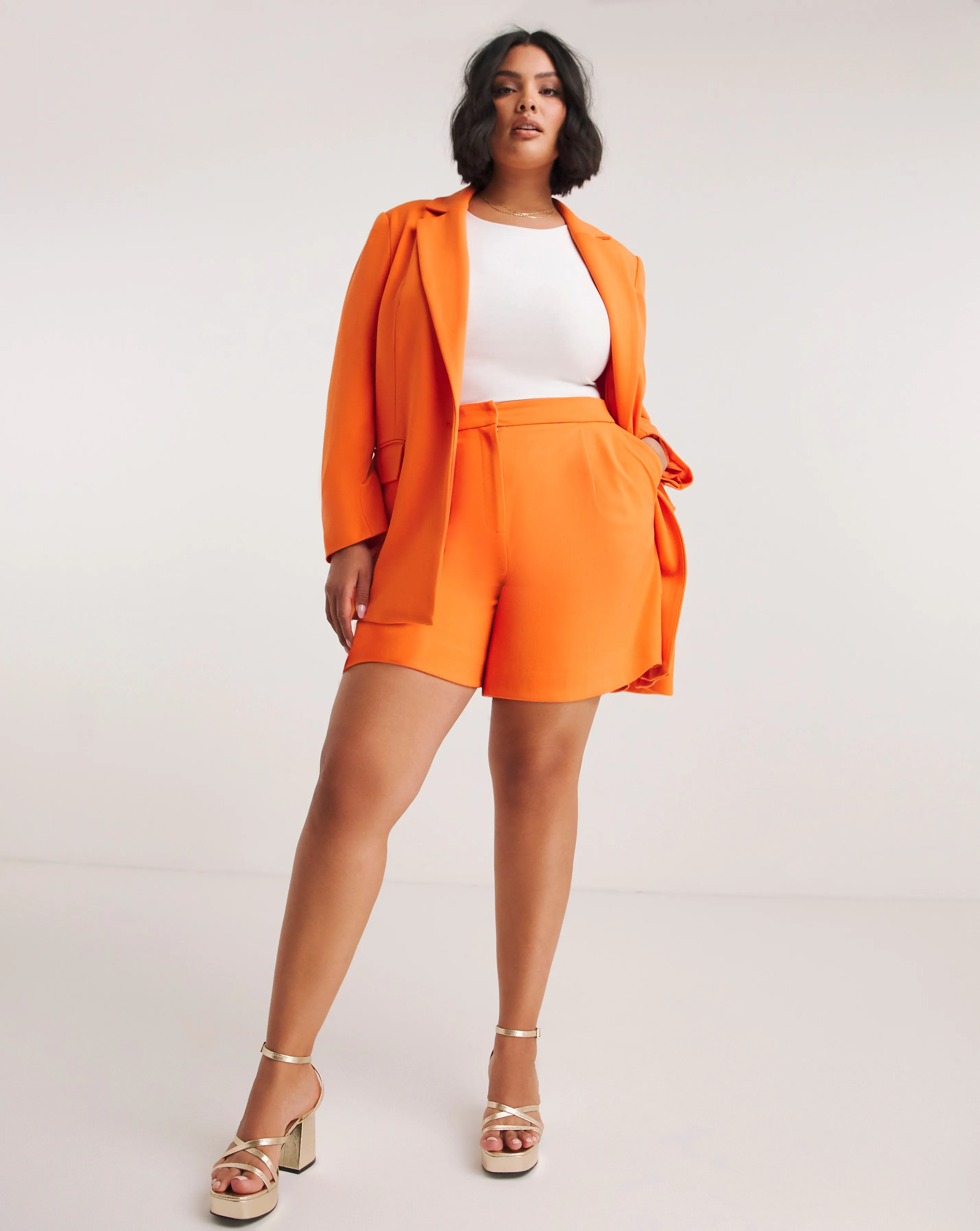 Orange Tailored City Shorts | Simply Be