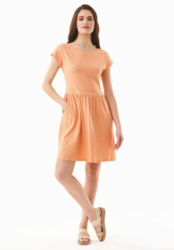 ORGANICATION Dress Jersey Slub Shell Coral Orange