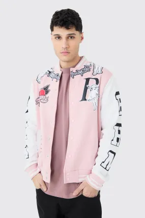 Oversized Limited Jersey Varsity Jacket | boohooMAN UK