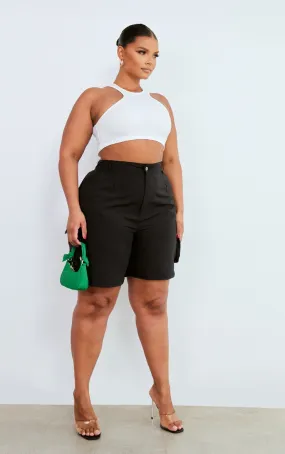 Plus Black Pocket Front Cargo Shorts