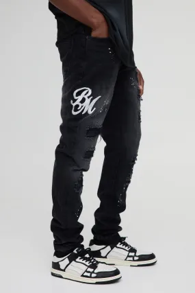 Slim Rigid Paint Splat Ripped Jeans