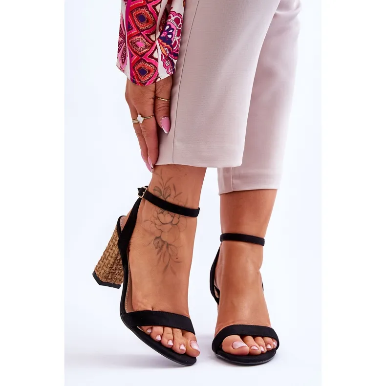 Suede Sandals On A Braided Bar Black Selila