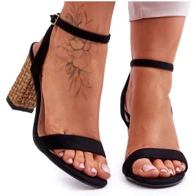 Suede Sandals On A Braided Bar Black Selila