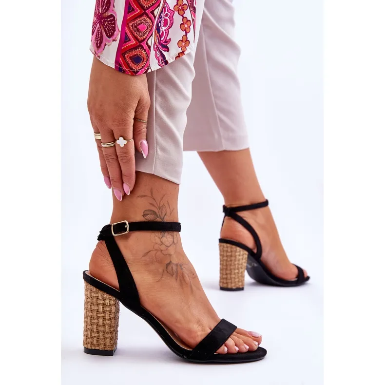 Suede Sandals On A Braided Bar Black Selila