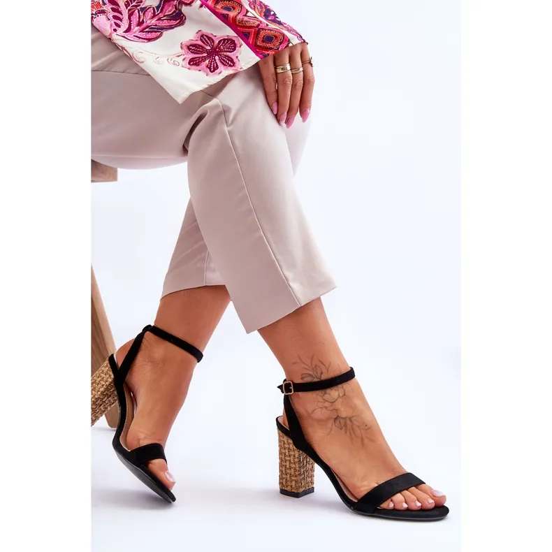Suede Sandals On A Braided Bar Black Selila