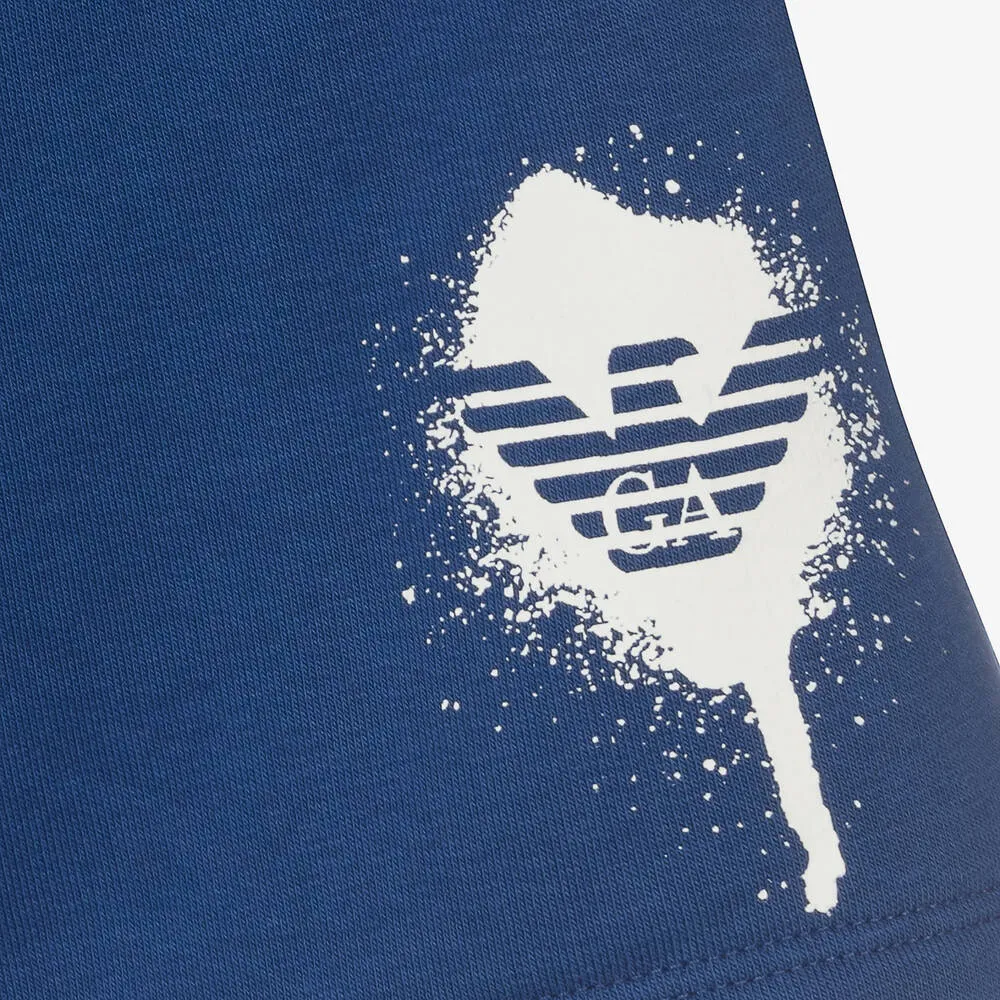 Teen Boys Blue & Ivory Jersey Shorts