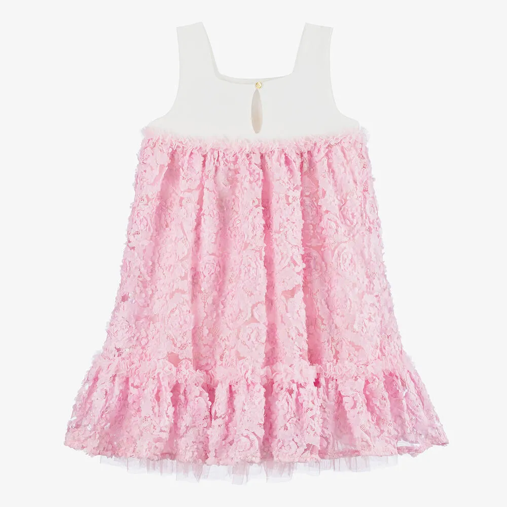 Teen Girls Pink Tulle & Jersey Dress