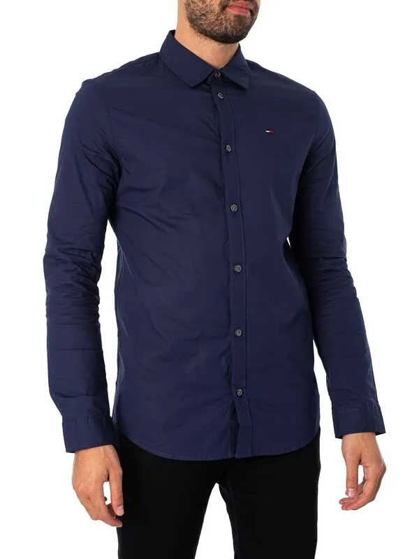Tommy Jeans Original Slim Stretch Shirt - Black Iris