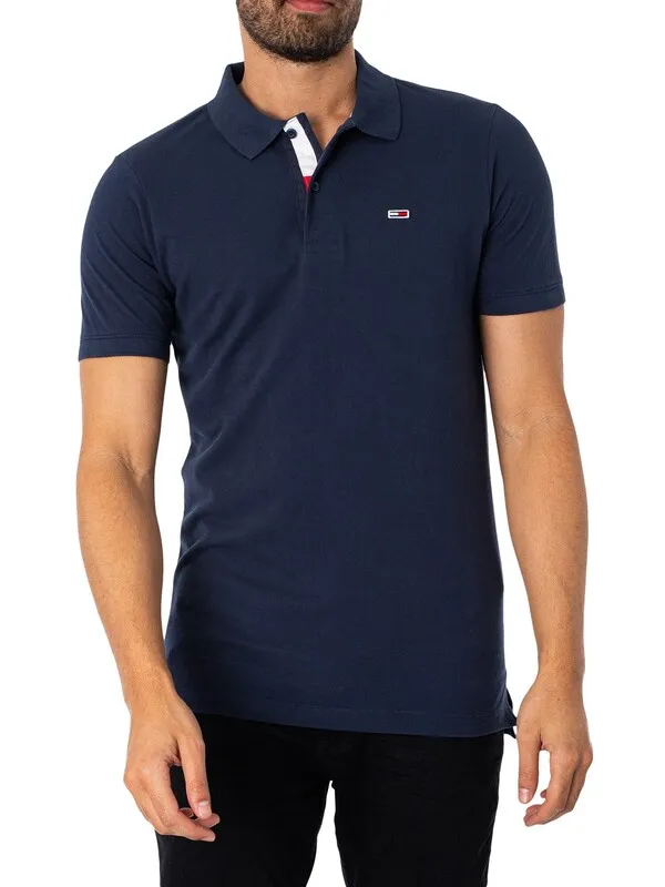 Tommy Jeans Slim Placket Polo Shirt - Twilight Navy