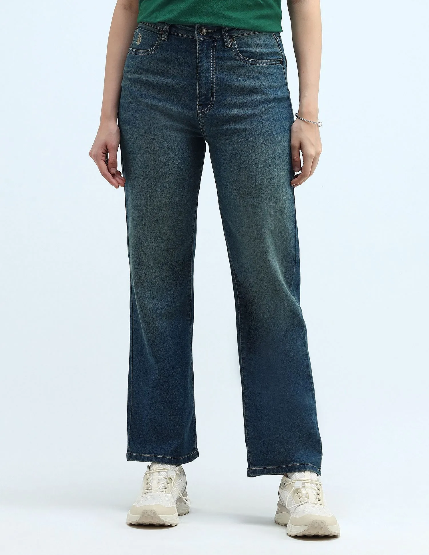 U.S. Polo Assn. Women High Rise Wide Leg Jeans