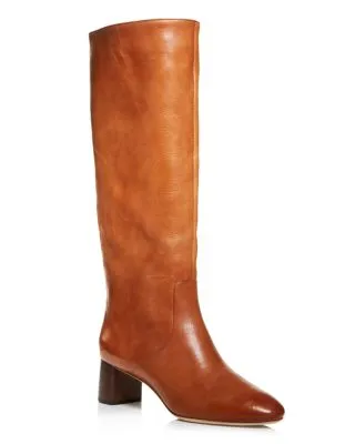 Women's Gia Pointed Toe Knee-High Leather Mid-Heel Boots